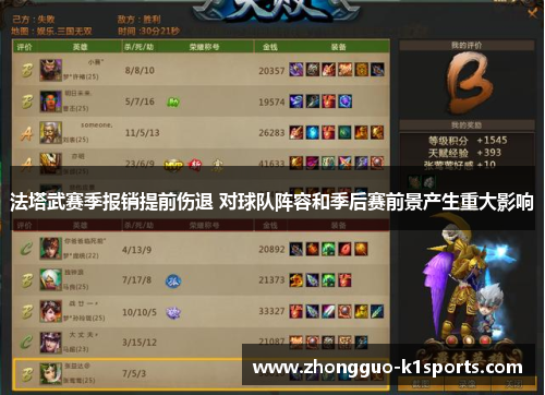 法塔武赛季报销提前伤退 对球队阵容和季后赛前景产生重大影响 法塔武赛季报销提前伤退 对球队阵容和季后赛前景产生重大影响